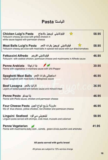 Luigis menu Egypt 3